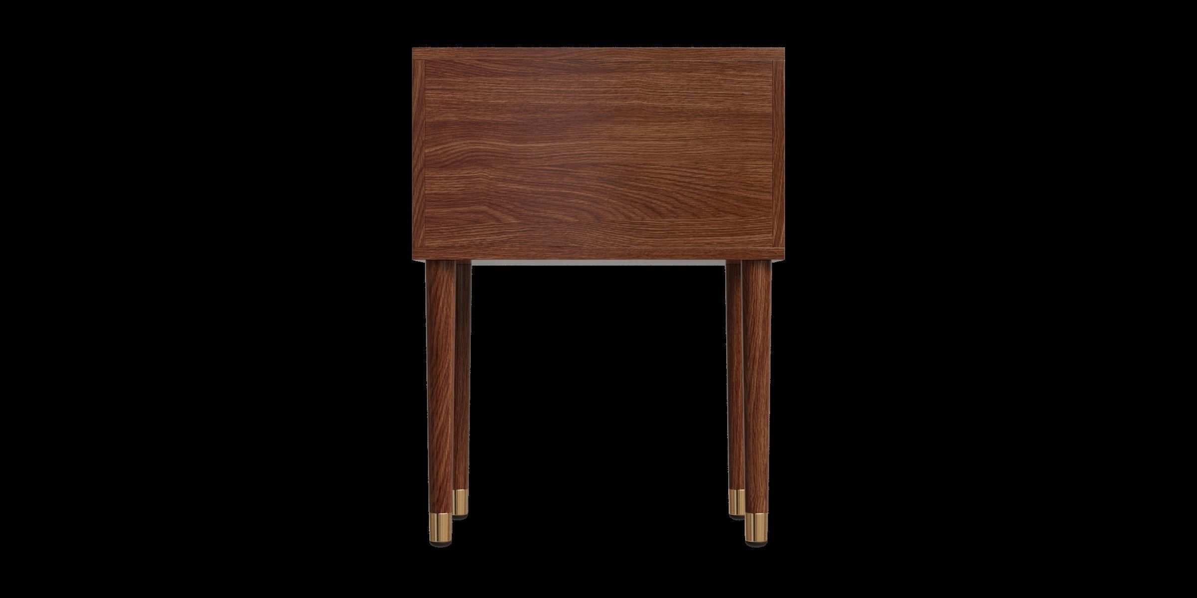 Walnut Modern Wooden Side Table With Storage 3D model_5