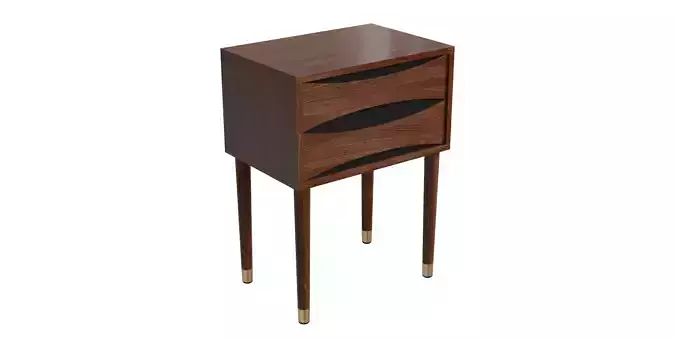 Walnut Modern Wooden Side Table With Storage