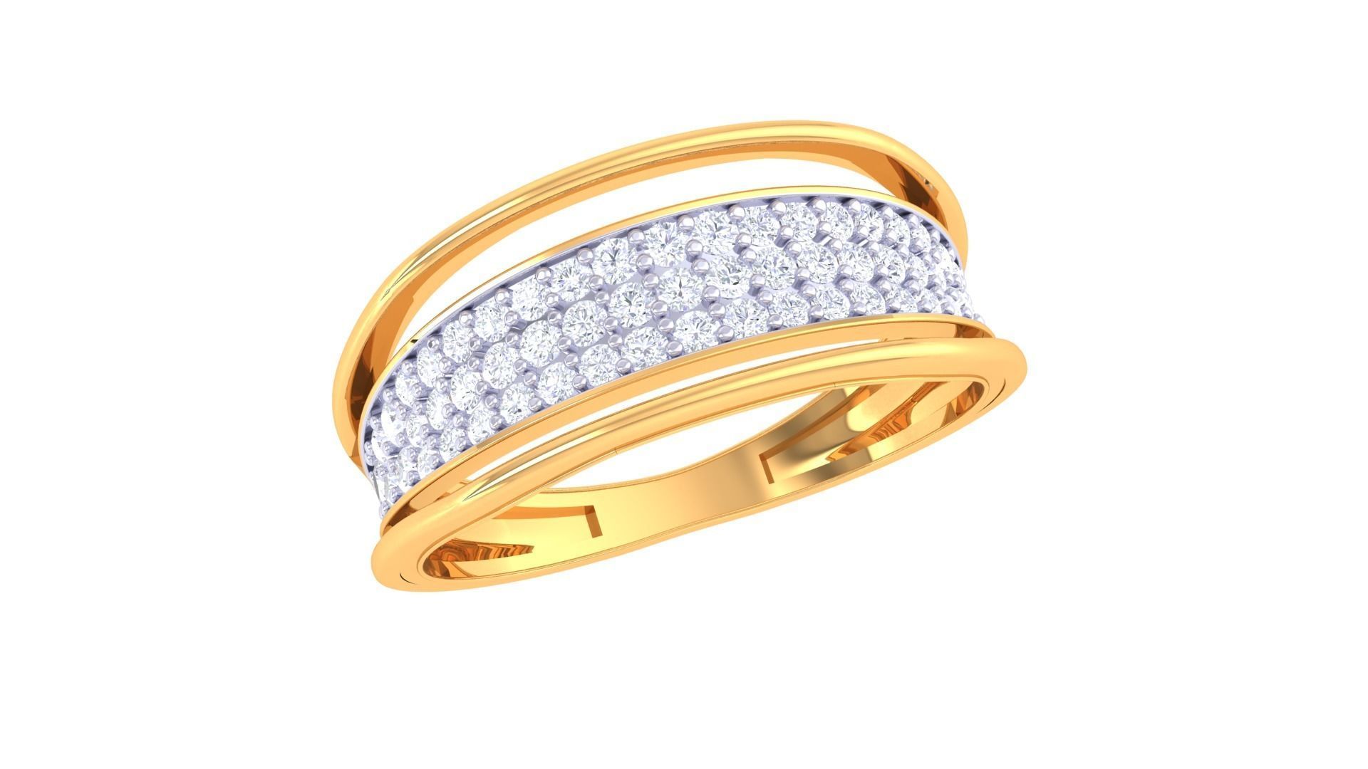 Fancy Stylish Three Band Ring 3dm STL OBJ FBX Renders Details 3D print model_2