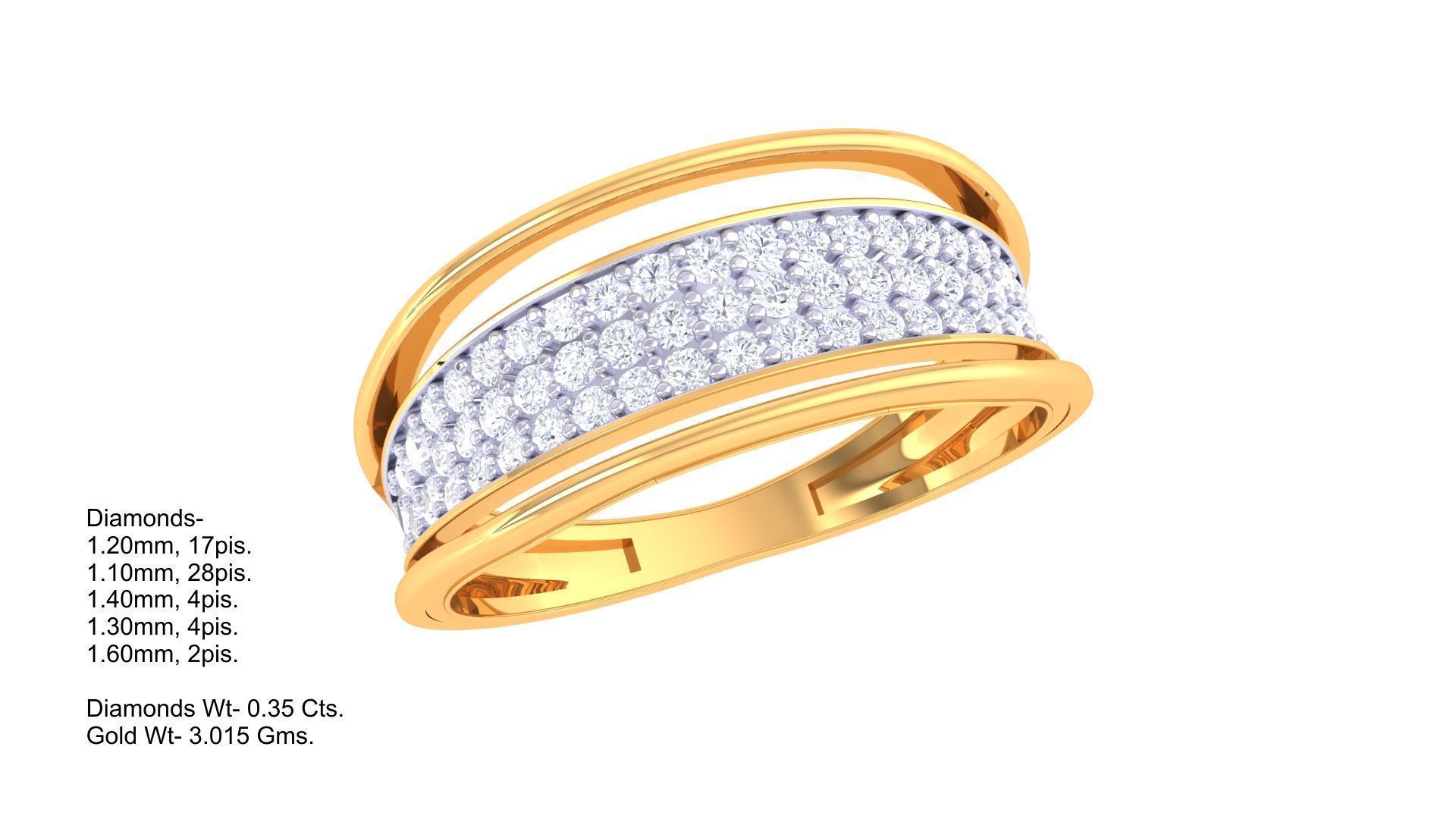 Fancy Stylish Three Band Ring 3dm STL OBJ FBX Renders Details 3D print model_1