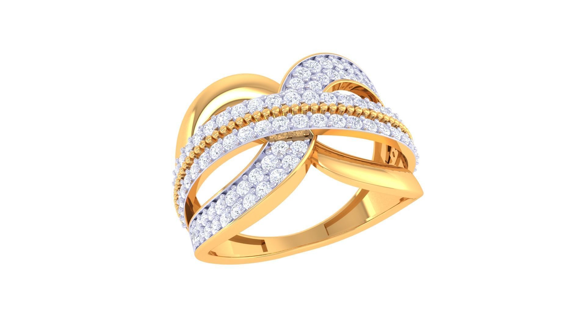 Fancy Stylish Three Band Ring 3dm STL OBJ FBX Renders Details 3D print model_2