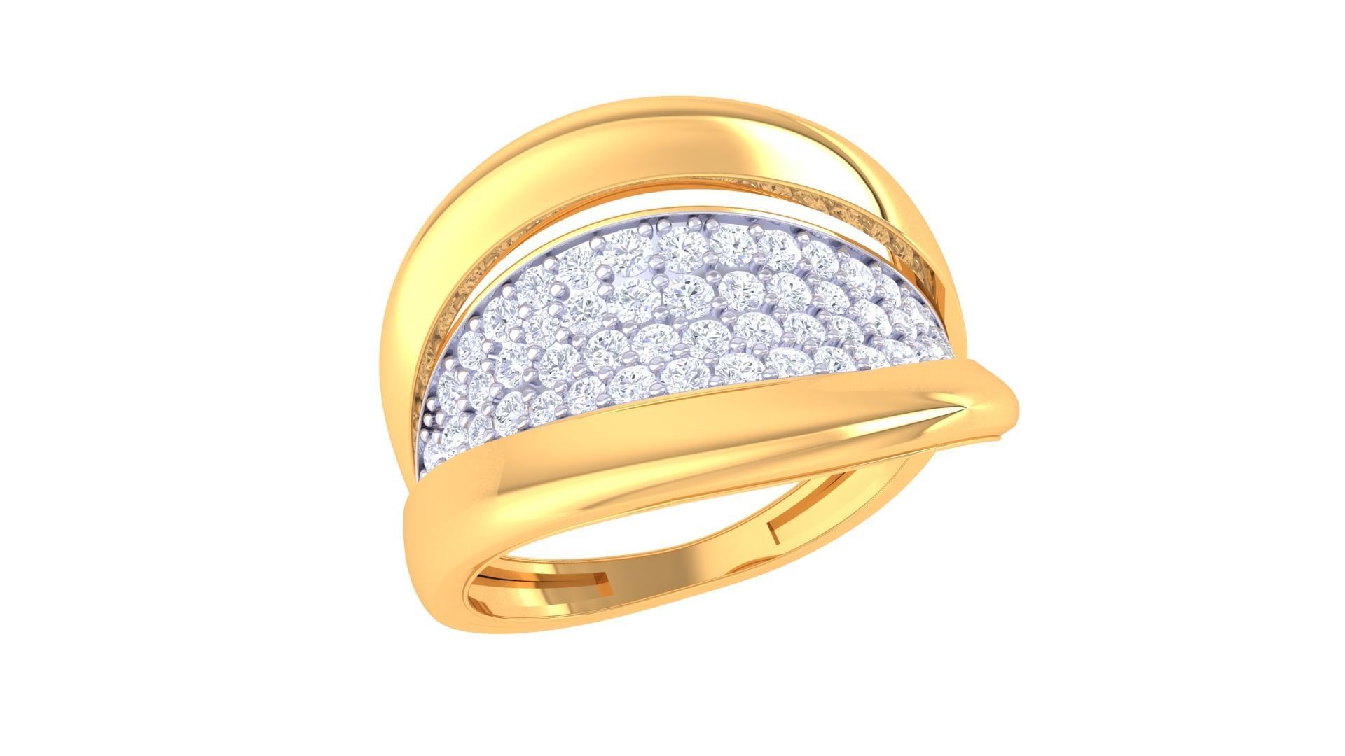 Fancy Stylish Three Band Ring 3dm STL OBJ FBX Renders Details 3D print model_2