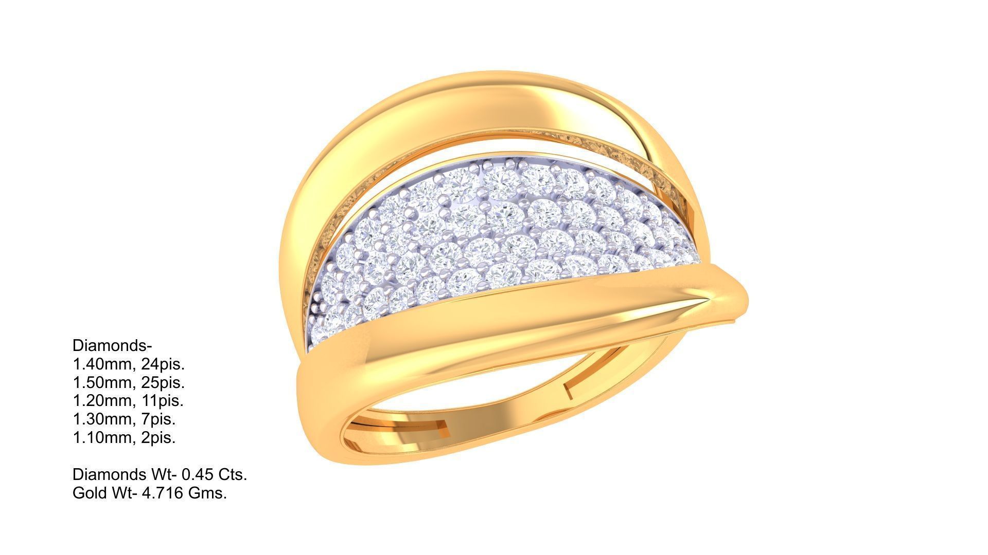 Fancy Stylish Three Band Ring 3dm STL OBJ FBX Renders Details 3D print model_1