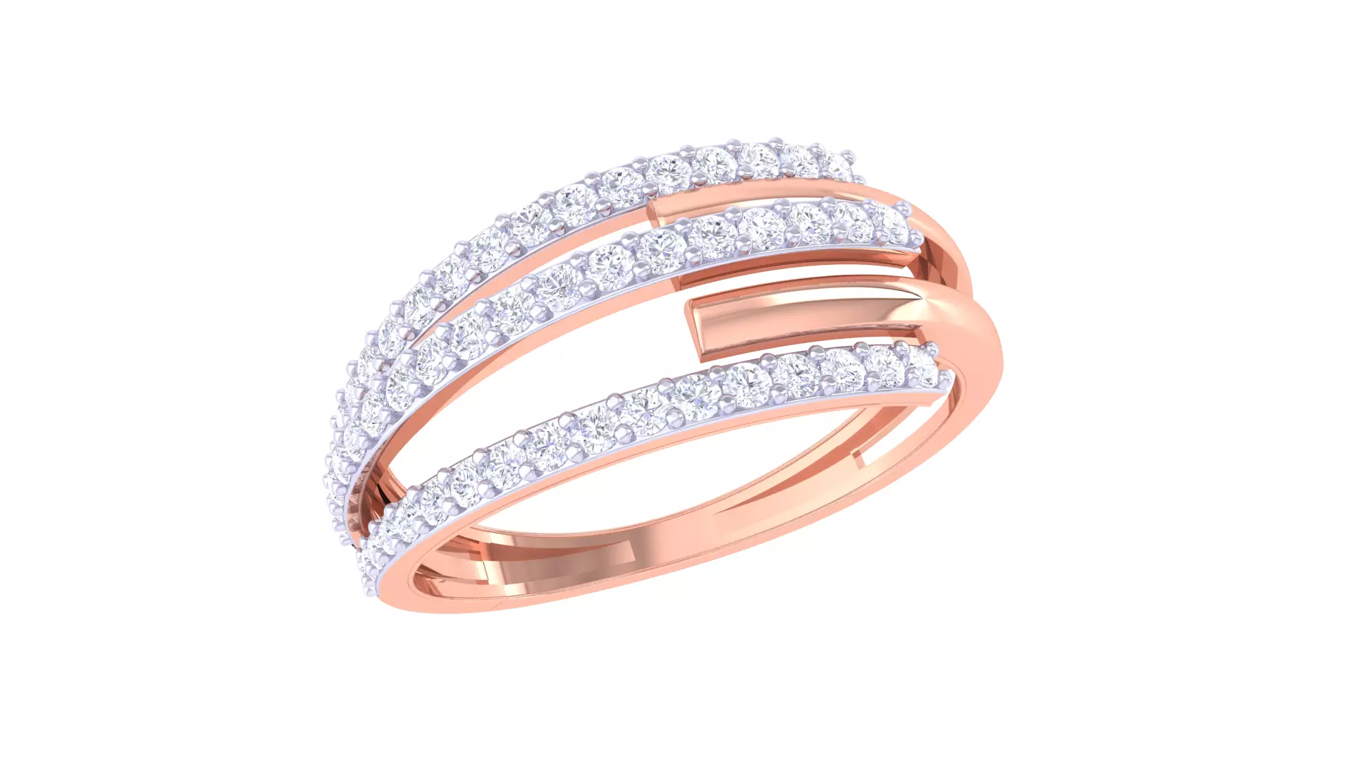 Fancy Stylish Three Band Ring 3dm STL OBJ FBX Renders Details 3D print model_0