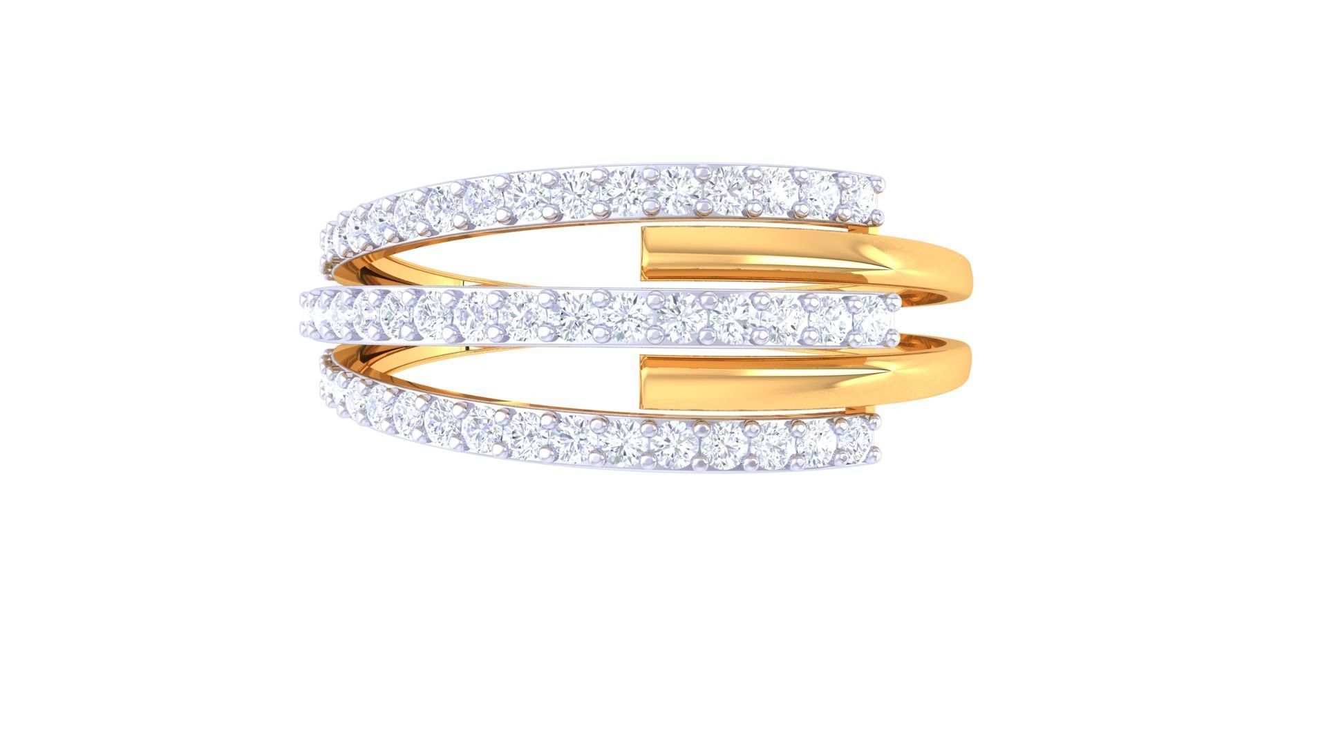 Fancy Stylish Three Band Ring 3dm STL OBJ FBX Renders Details 3D print model_3