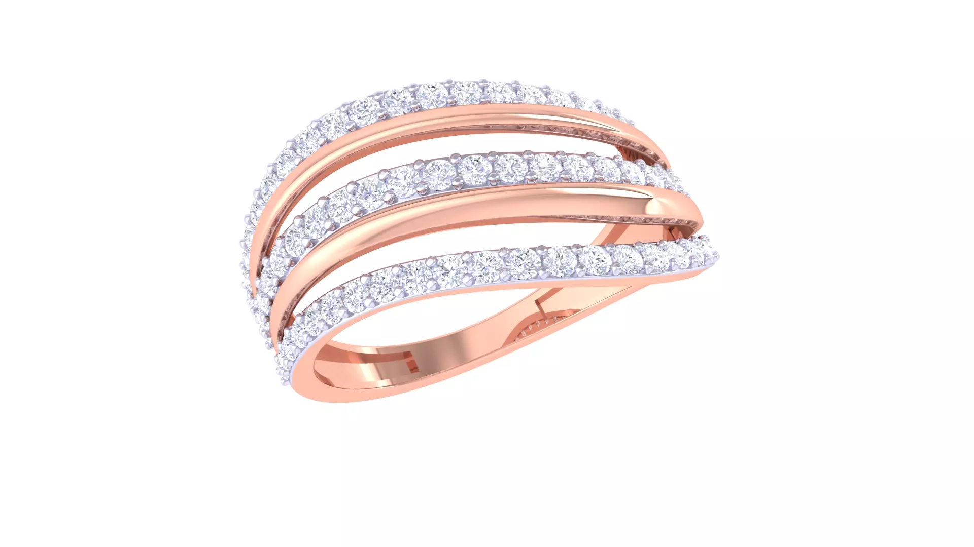 Fancy Stylish Three Band Ring 3dm STL OBJ FBX Renders Details 3D print model