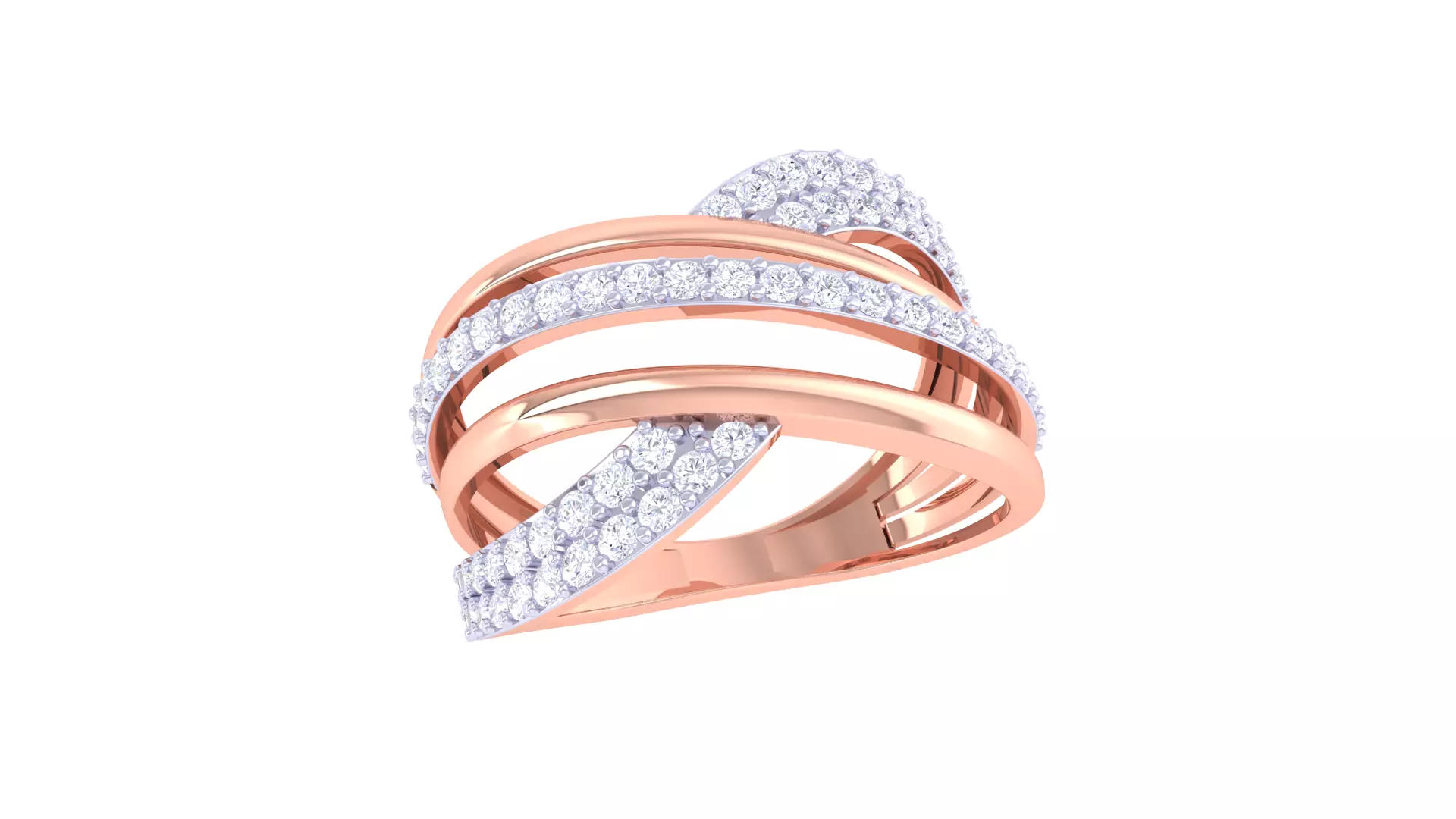 Fancy Stylish Three Band Ring 3dm STL OBJ FBX Renders Details 3D print model_0