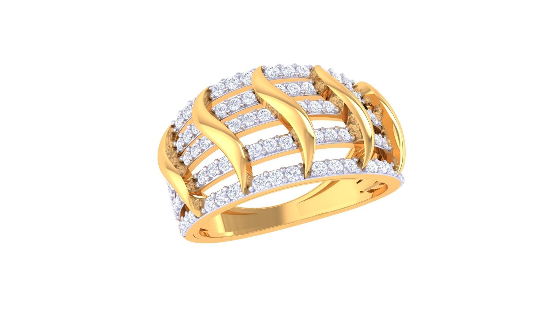 Fancy Stylish Five Band Ring 3dm STL OBJ FBX Renders Details 3D print model_2