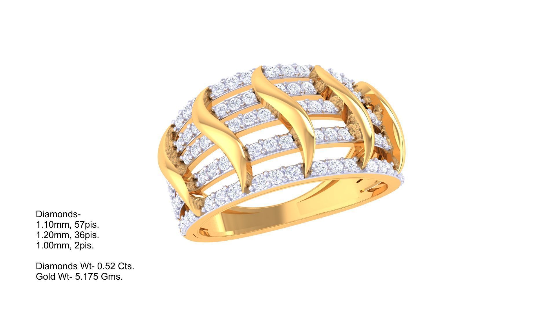 Fancy Stylish Five Band Ring 3dm STL OBJ FBX Renders Details 3D print model_1