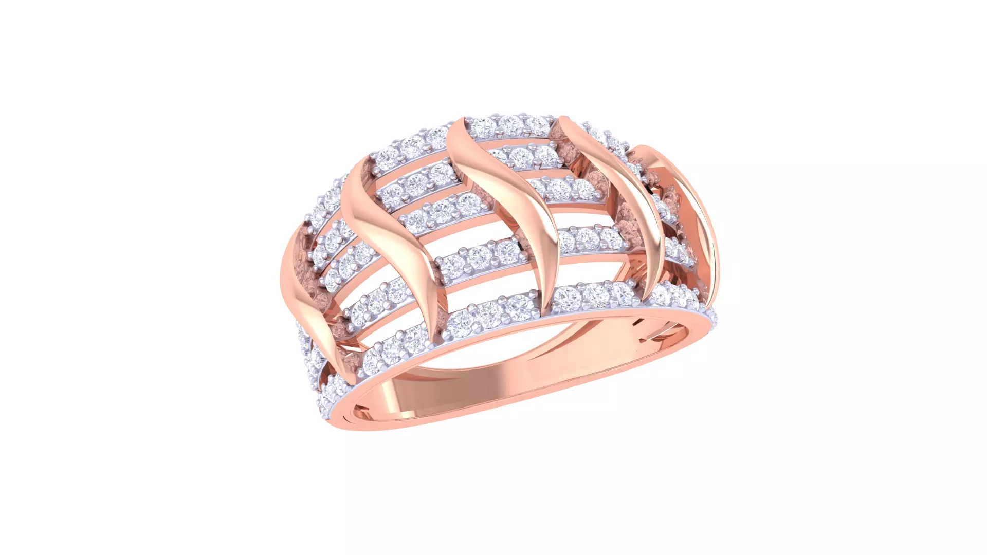 Fancy Stylish Five Band Ring 3dm STL OBJ FBX Renders Details 3D print model_0