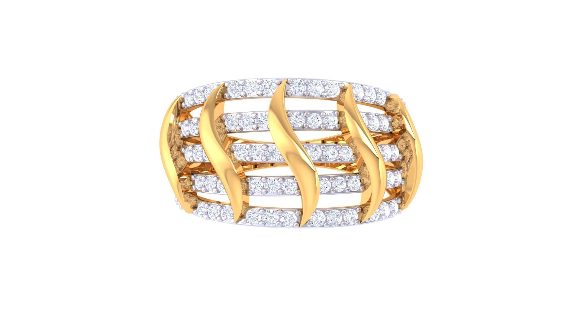 Fancy Stylish Five Band Ring 3dm STL OBJ FBX Renders Details 3D print model_3