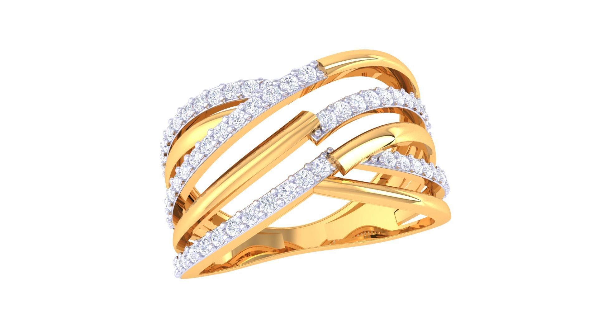 Fancy Stylish Four Band Ring 3dm STL OBJ FBX Renders Details 3D print model_2