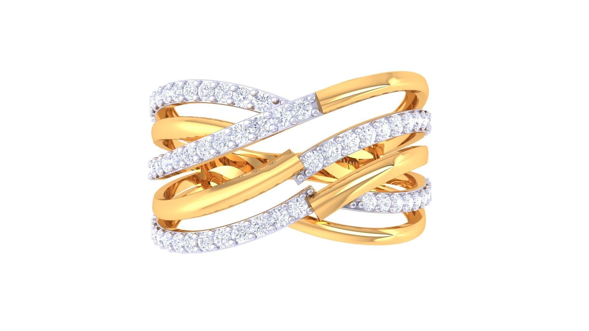 Fancy Stylish Four Band Ring 3dm STL OBJ FBX Renders Details 3D print model_3