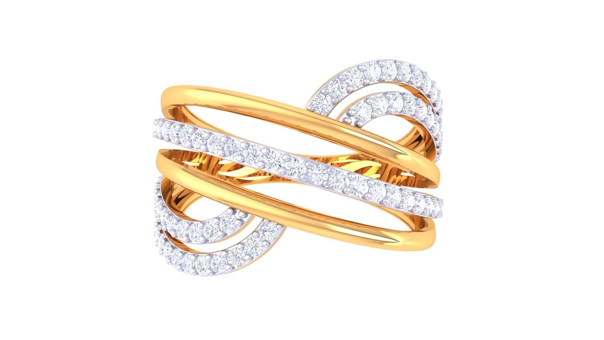 Fancy Stylish Three Band Ring 3dm STL OBJ FBX Renders Details 3D print model_3