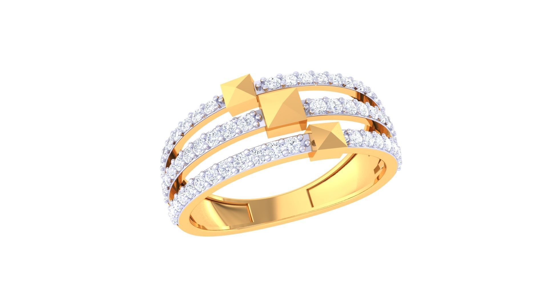 Fancy Stylish Three Band Ring 3dm STL OBJ FBX Renders Details 3D print model_2