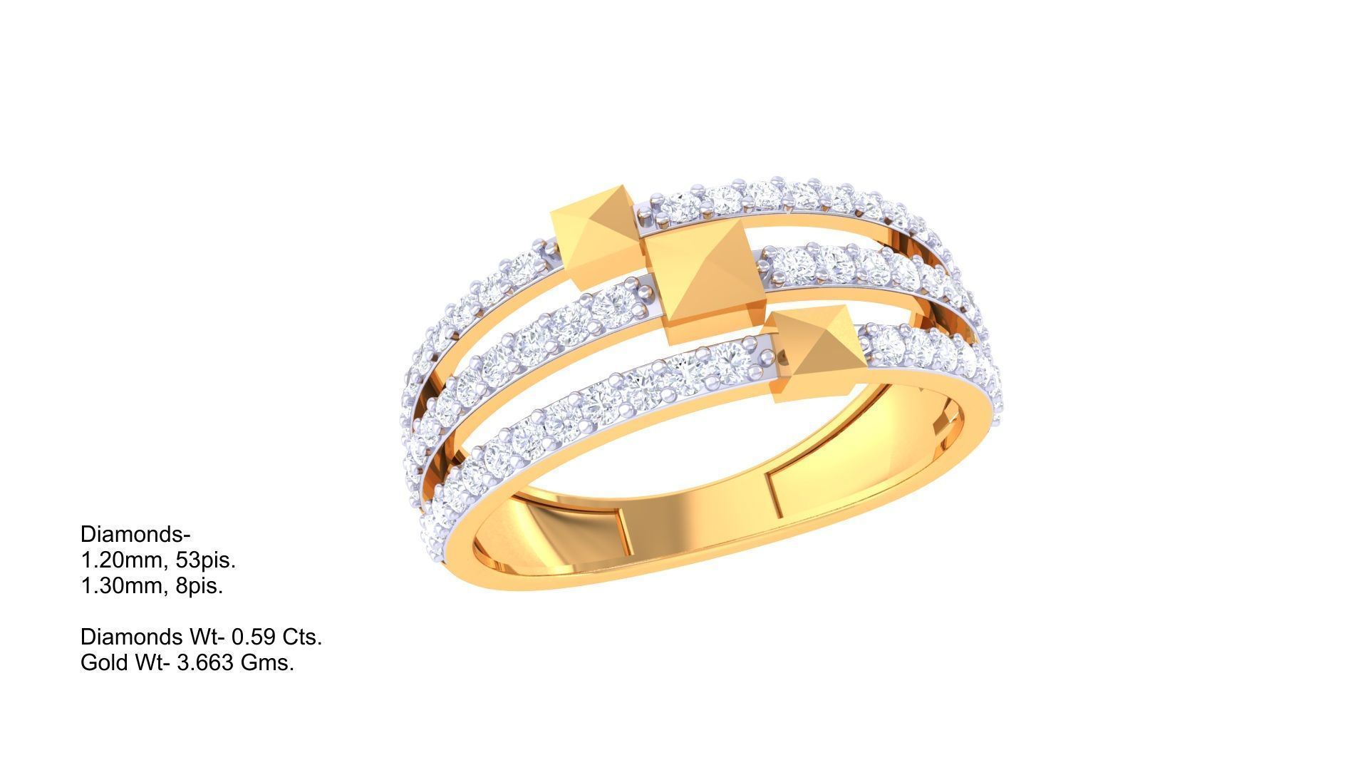 Fancy Stylish Three Band Ring 3dm STL OBJ FBX Renders Details 3D print model_1