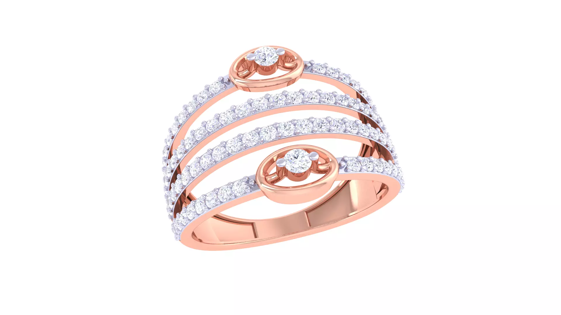 Fancy Stylish Three Band Ring 3dm STL OBJ FBX Renders Details 3D print model
