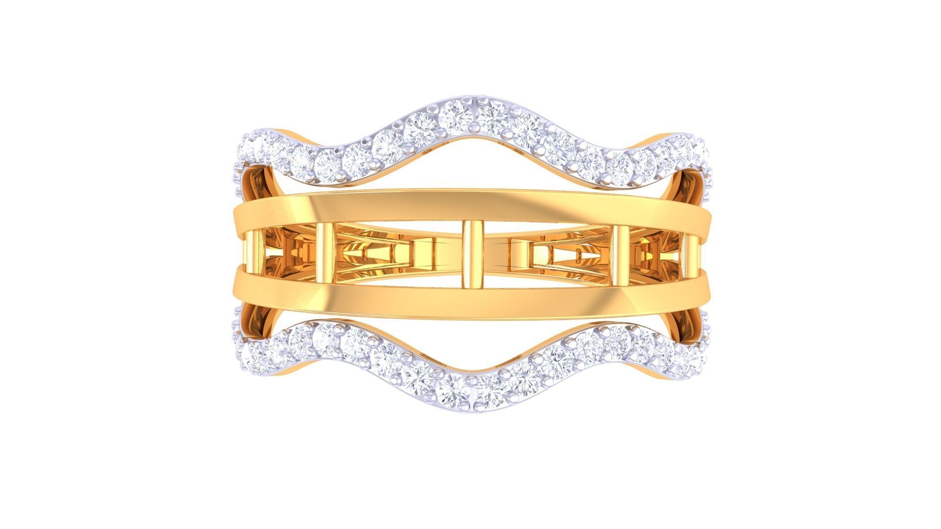 Fancy Stylish Four Band Ring 3dm STL OBJ FBX Renders Details 3D print model_3