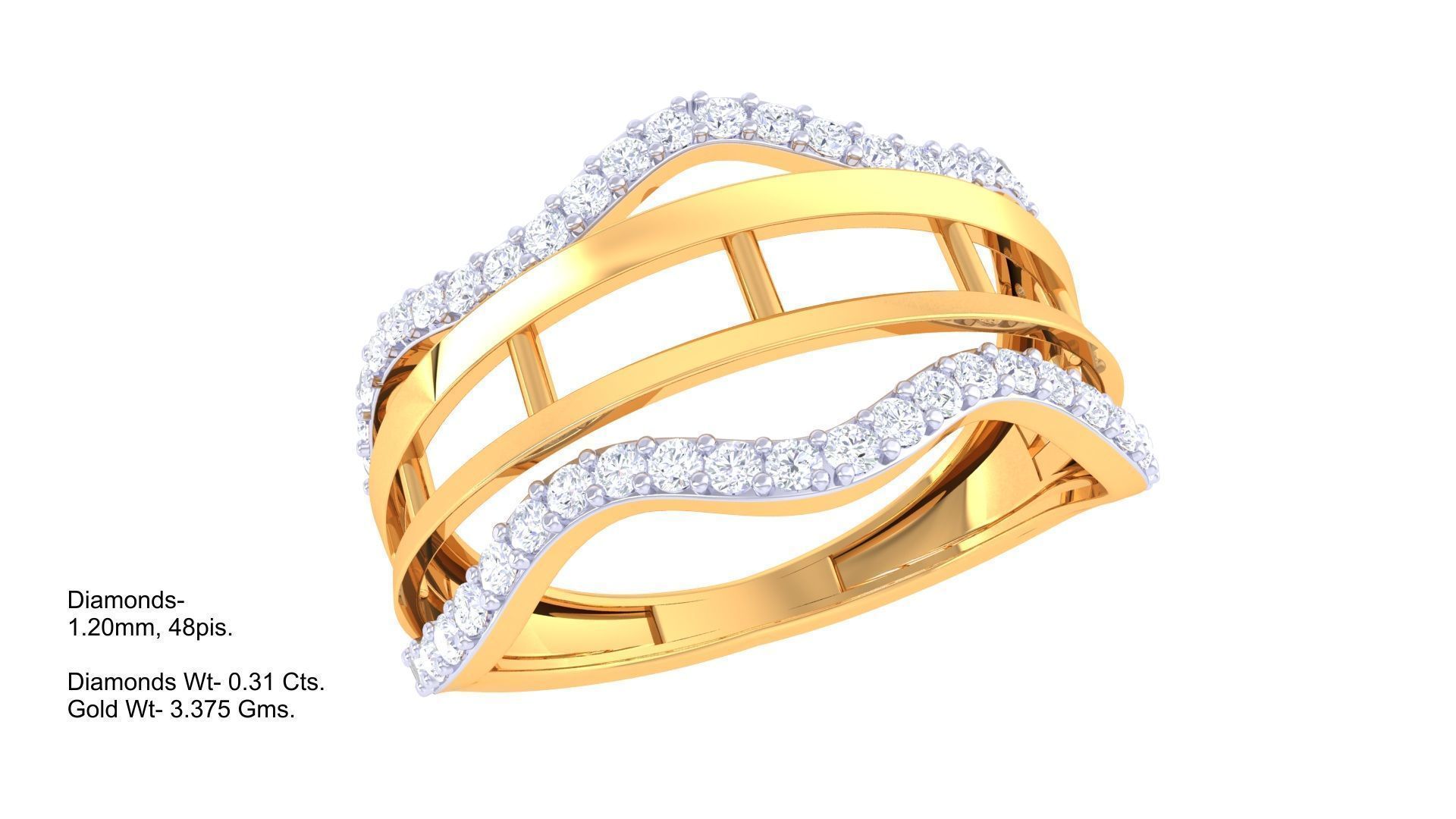 Fancy Stylish Four Band Ring 3dm STL OBJ FBX Renders Details 3D print model_1