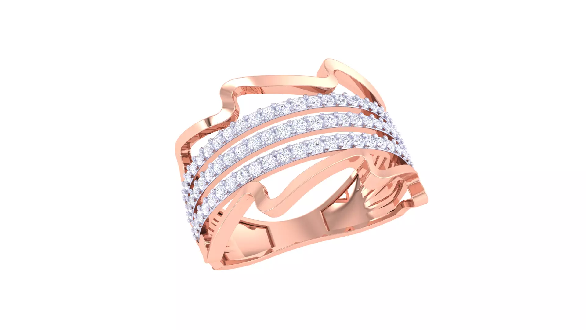 Fancy Stylish Five Band Ring 3dm STL OBJ FBX Renders Details 3D print model_0