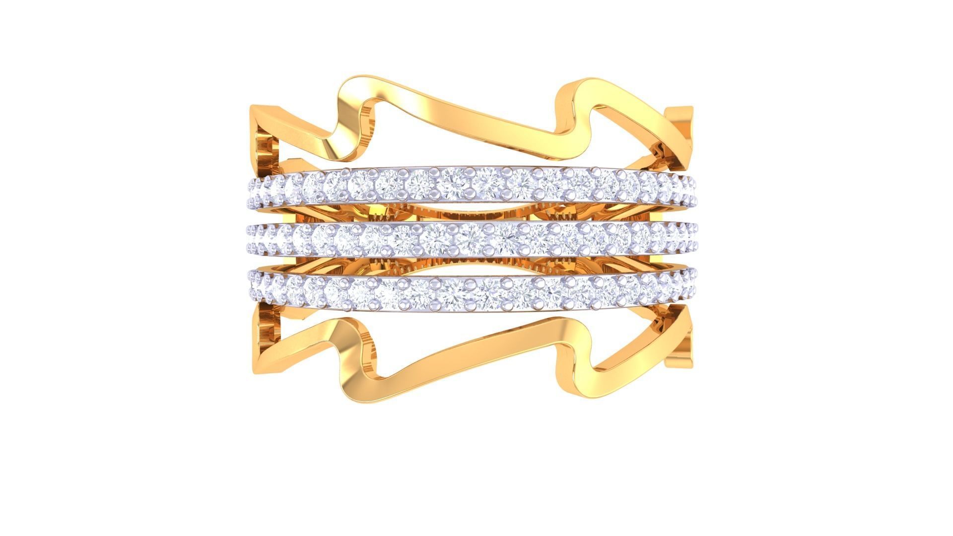 Fancy Stylish Five Band Ring 3dm STL OBJ FBX Renders Details 3D print model_3