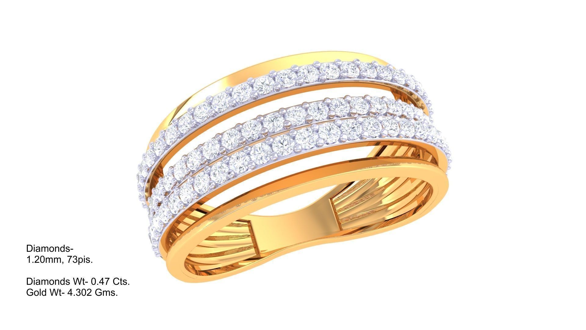 Fancy Stylish Five Band Ring 3dm STL OBJ FBX Renders Details 3D print model_1