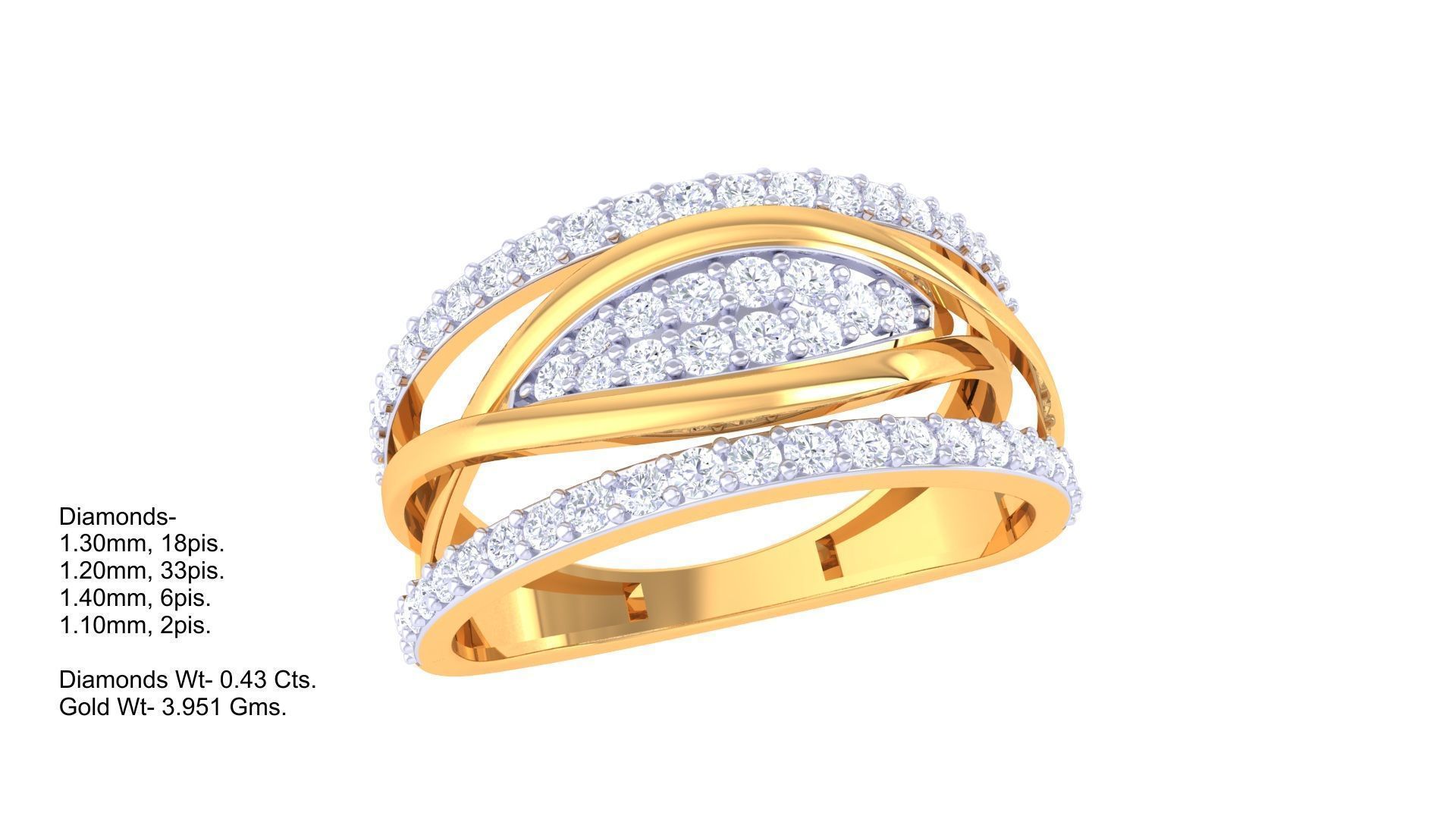 Fancy Stylish Three Band Ring 3dm STL OBJ FBX Renders Details 3D print model_1