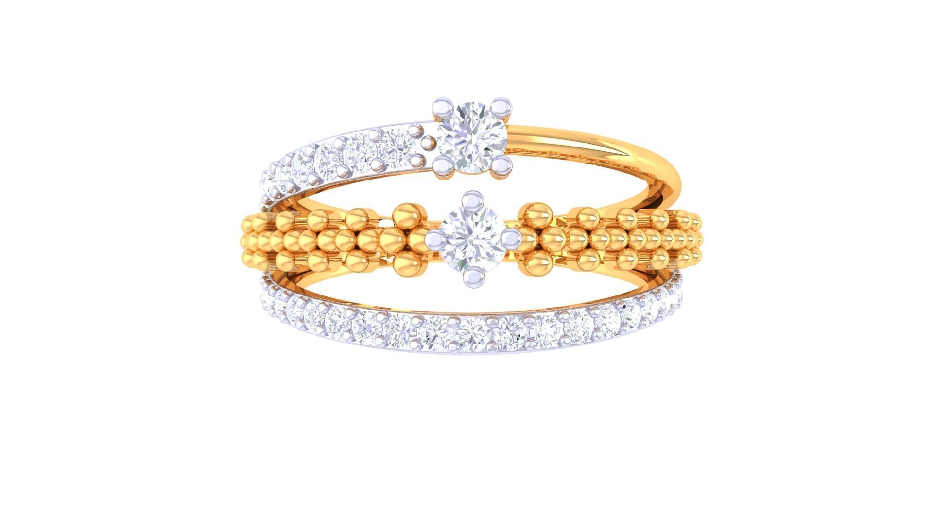 Fancy Stylish Three Band Ring 3dm STL OBJ FBX Renders Details 3D print model_3