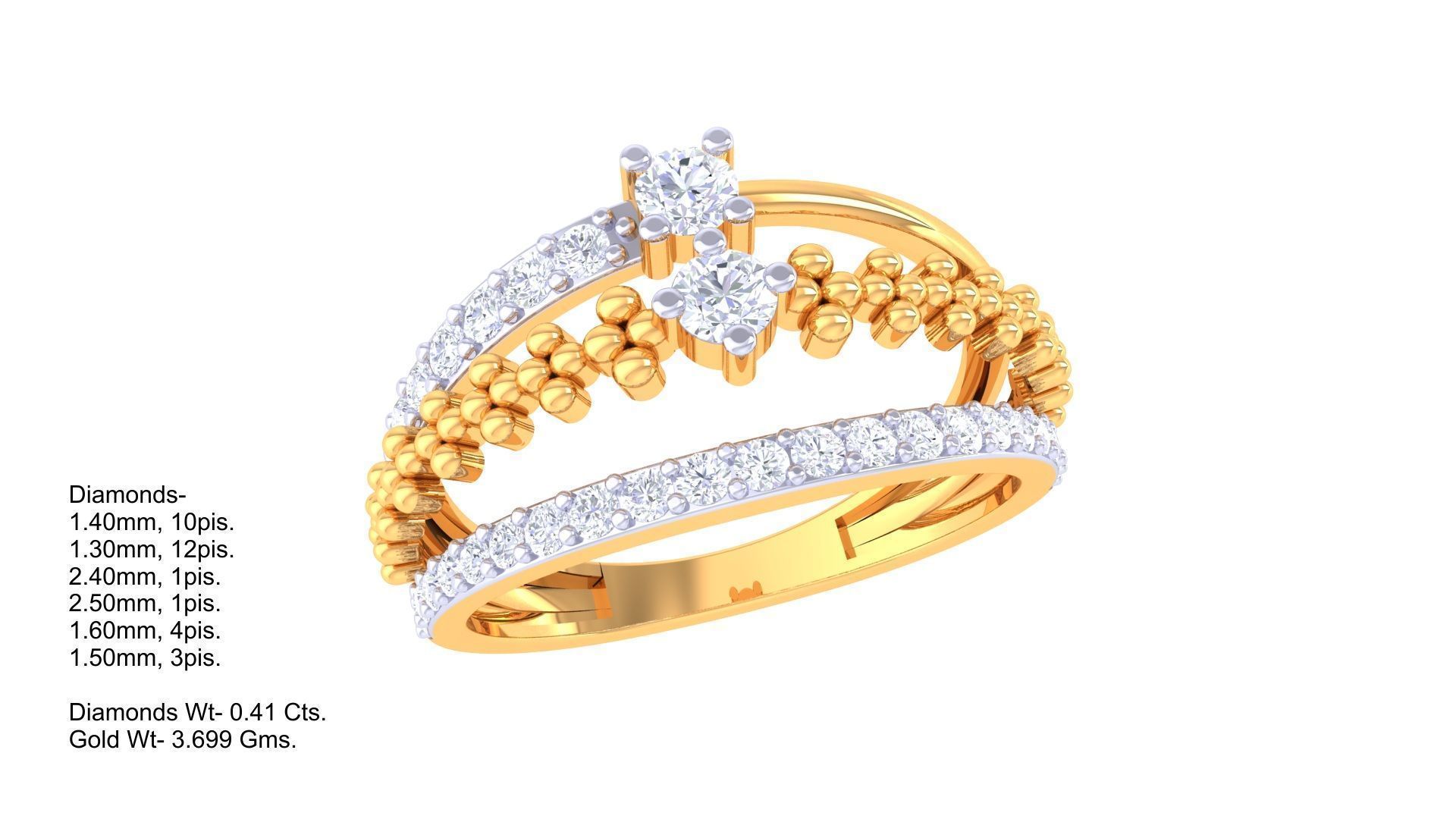 Fancy Stylish Three Band Ring 3dm STL OBJ FBX Renders Details 3D print model_1