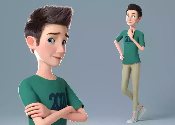 Cartoon Man Rigged 3D model