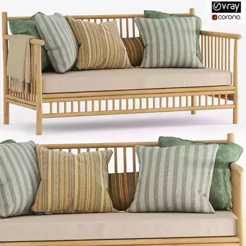 Exotan Bamboo Loungeset-garden bench-03 3D model
