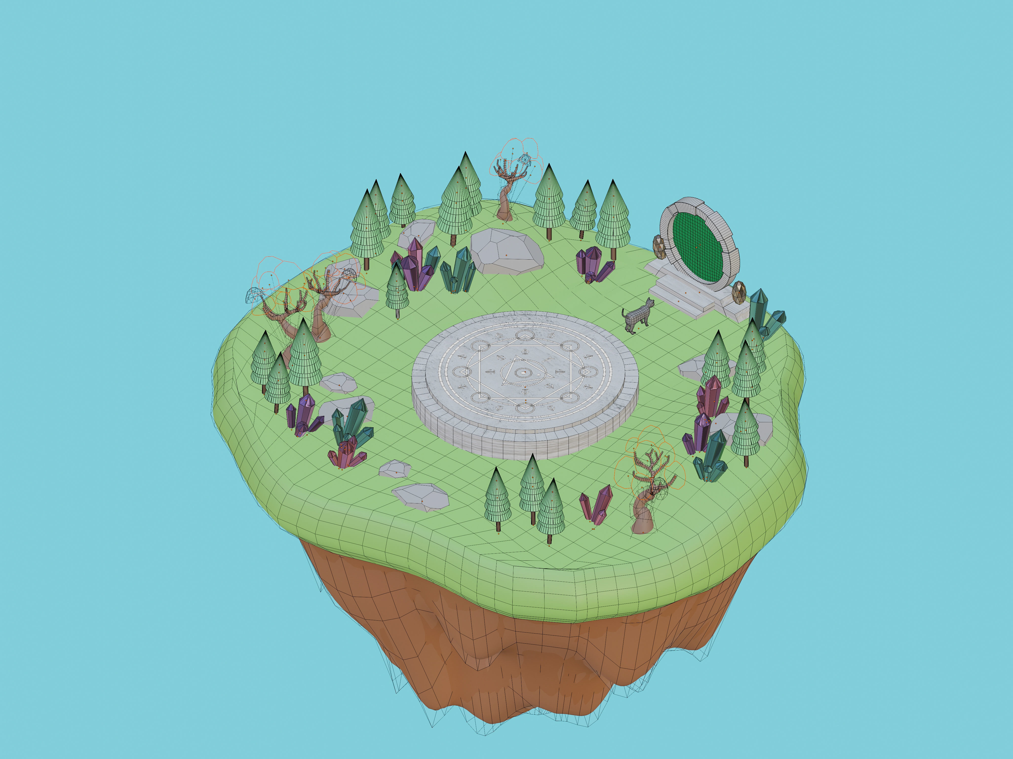 Floating island 3D model_1