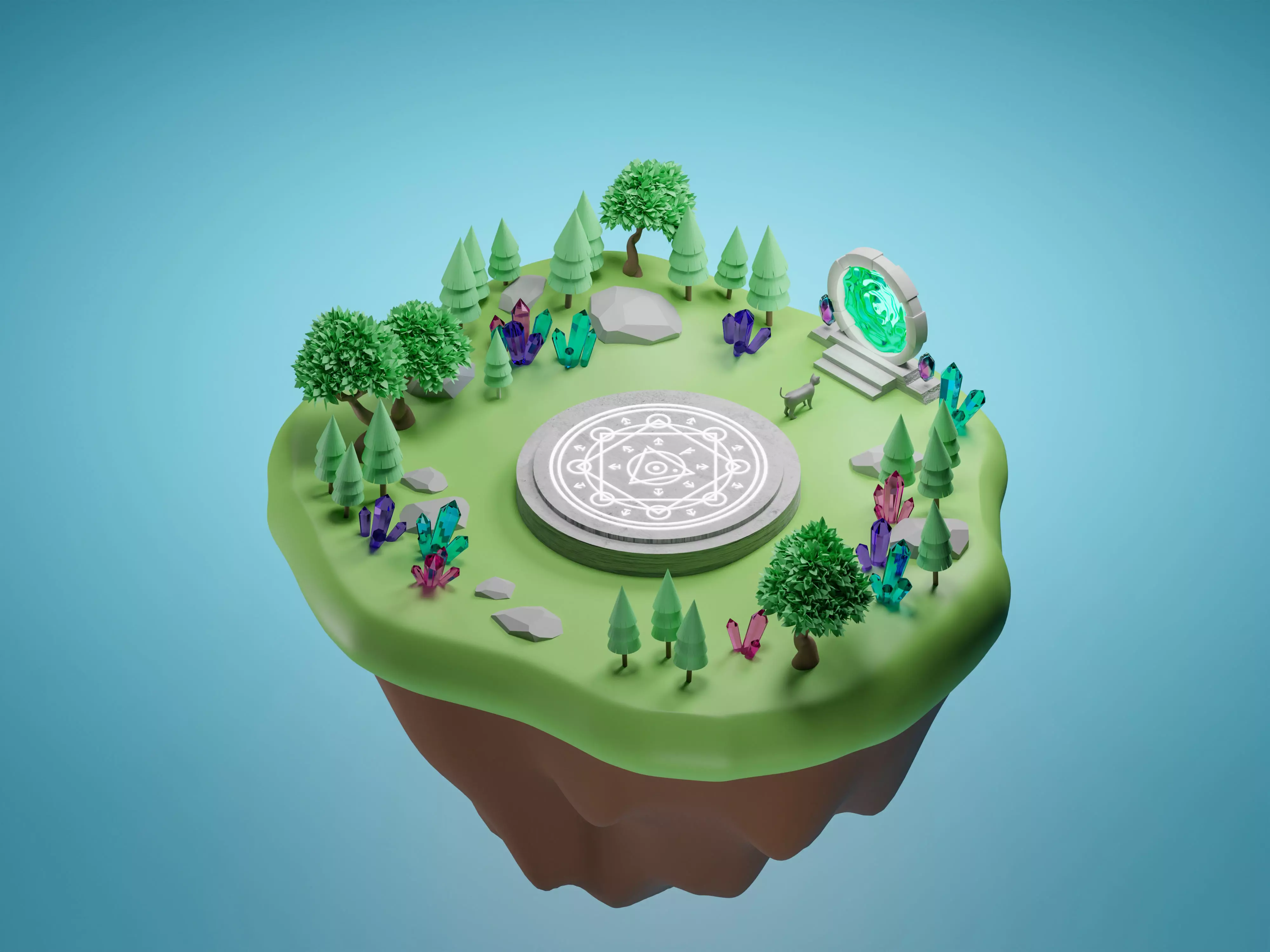 Floating island 3D model_0