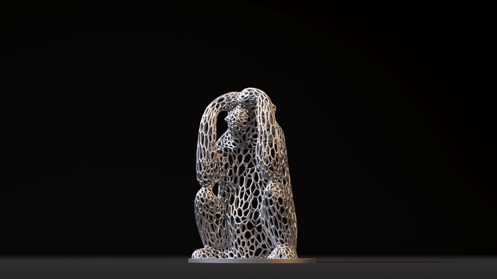 Monkey statuette 3D print model_9