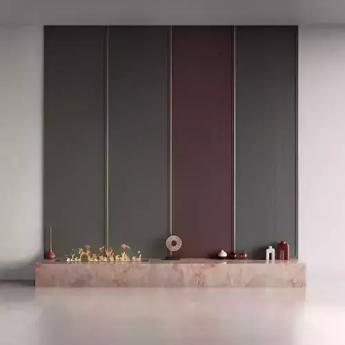 Decorated Wall with Biofireplace in calm colors 3D model