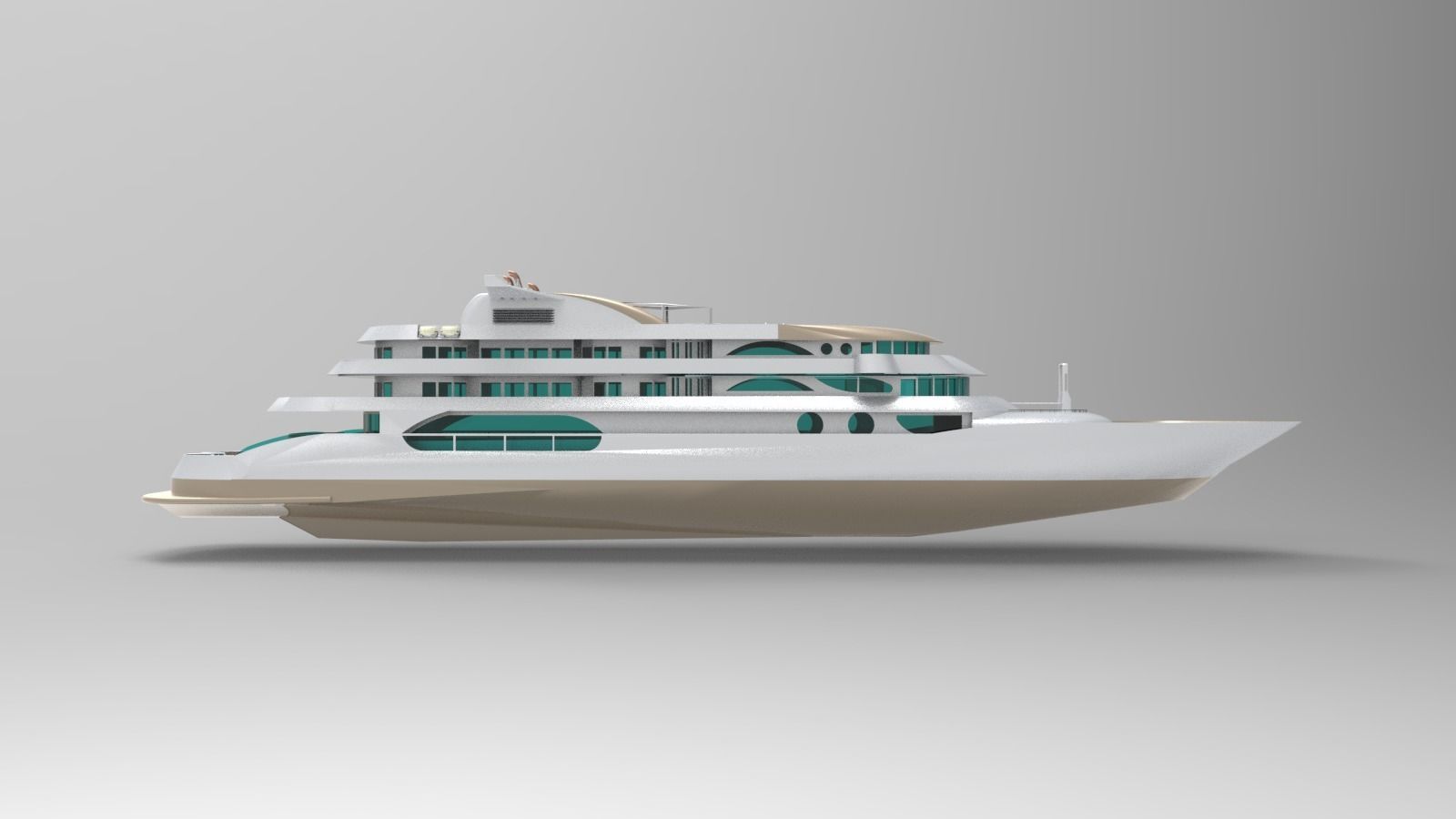 Megayacht luxury yacht 3D model_2