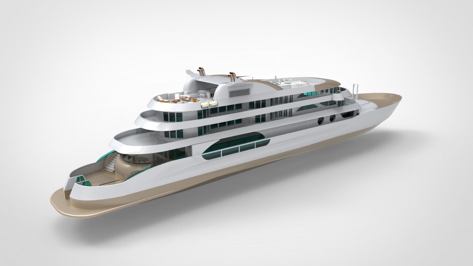 Megayacht luxury yacht 3D model_10