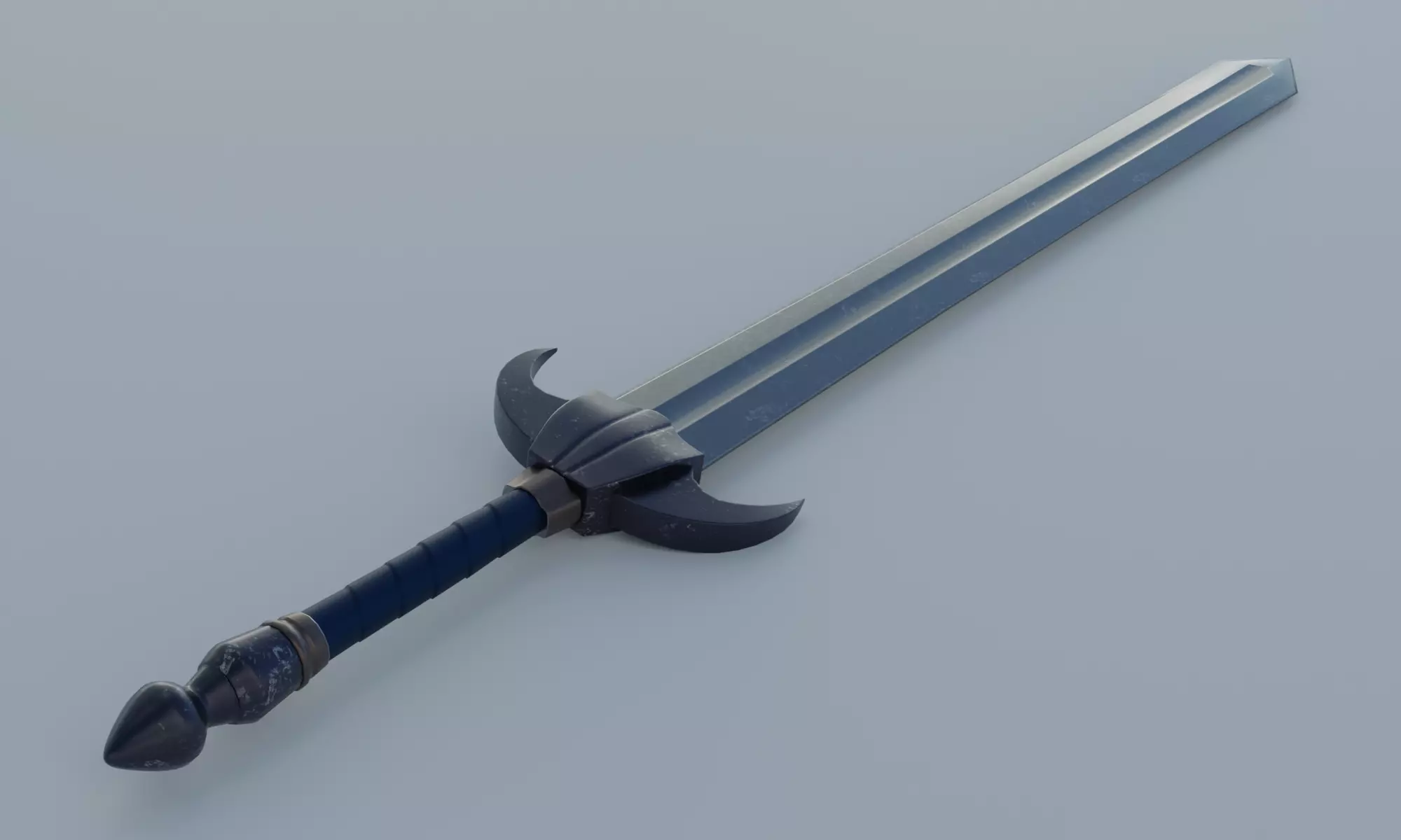 Fantasy sword low poly 3D model PBR weapon Low-poly 3D model_0