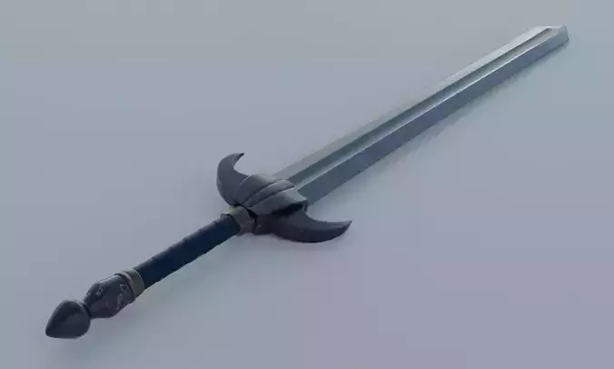 Fantasy sword low poly 3D model PBR weapon
