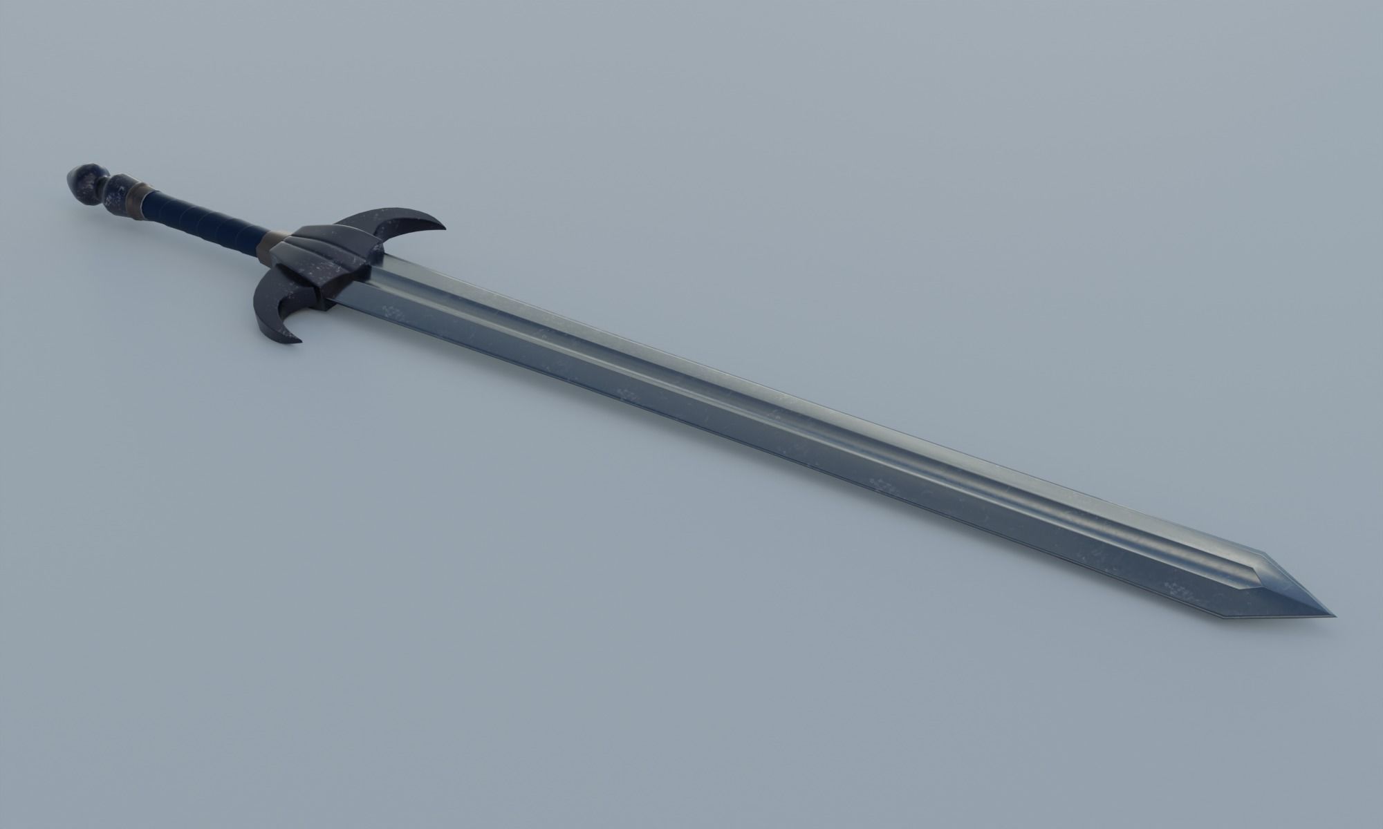 Fantasy sword low poly 3D model PBR weapon Low-poly 3D model_2