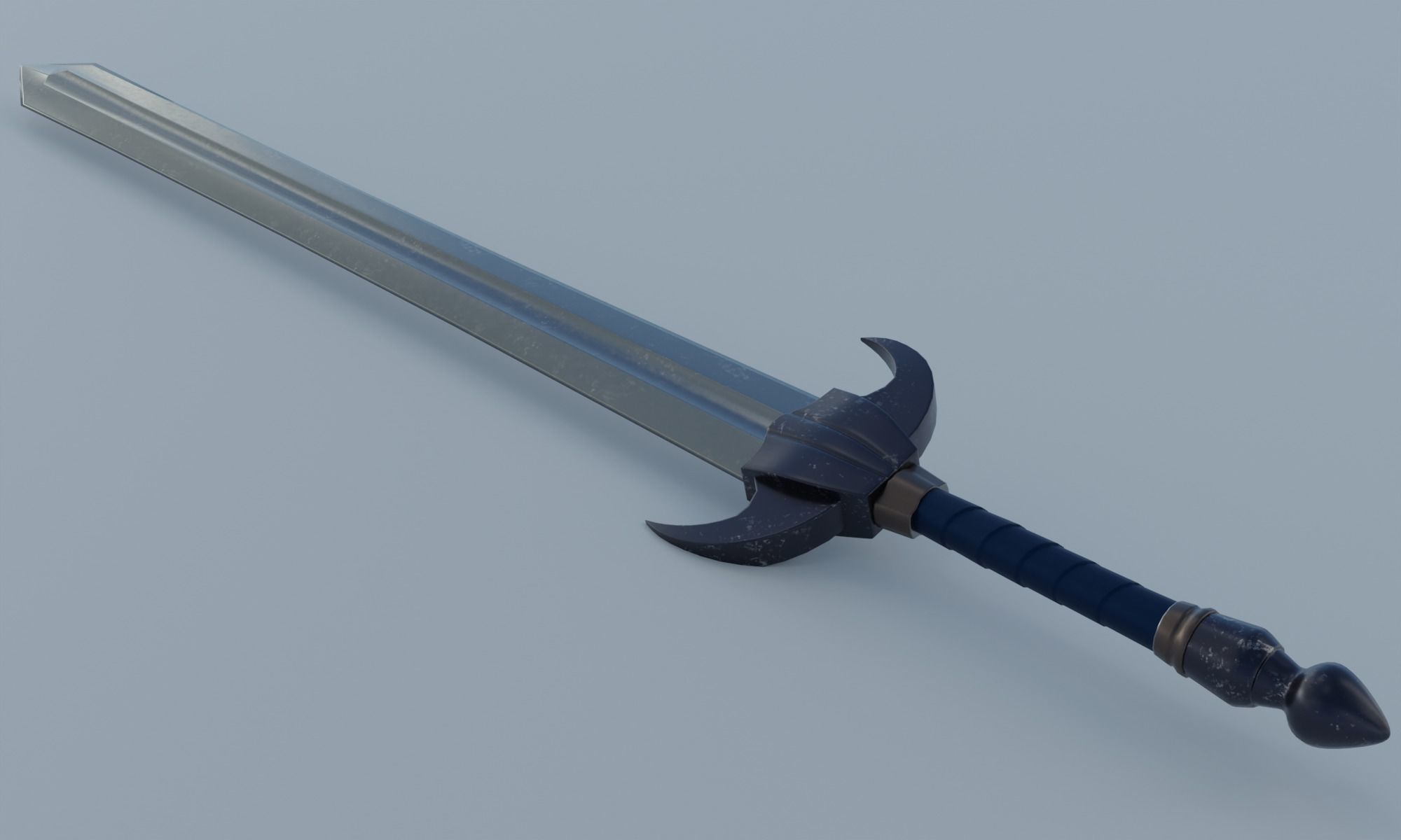 Fantasy sword low poly 3D model PBR weapon Low-poly 3D model_1