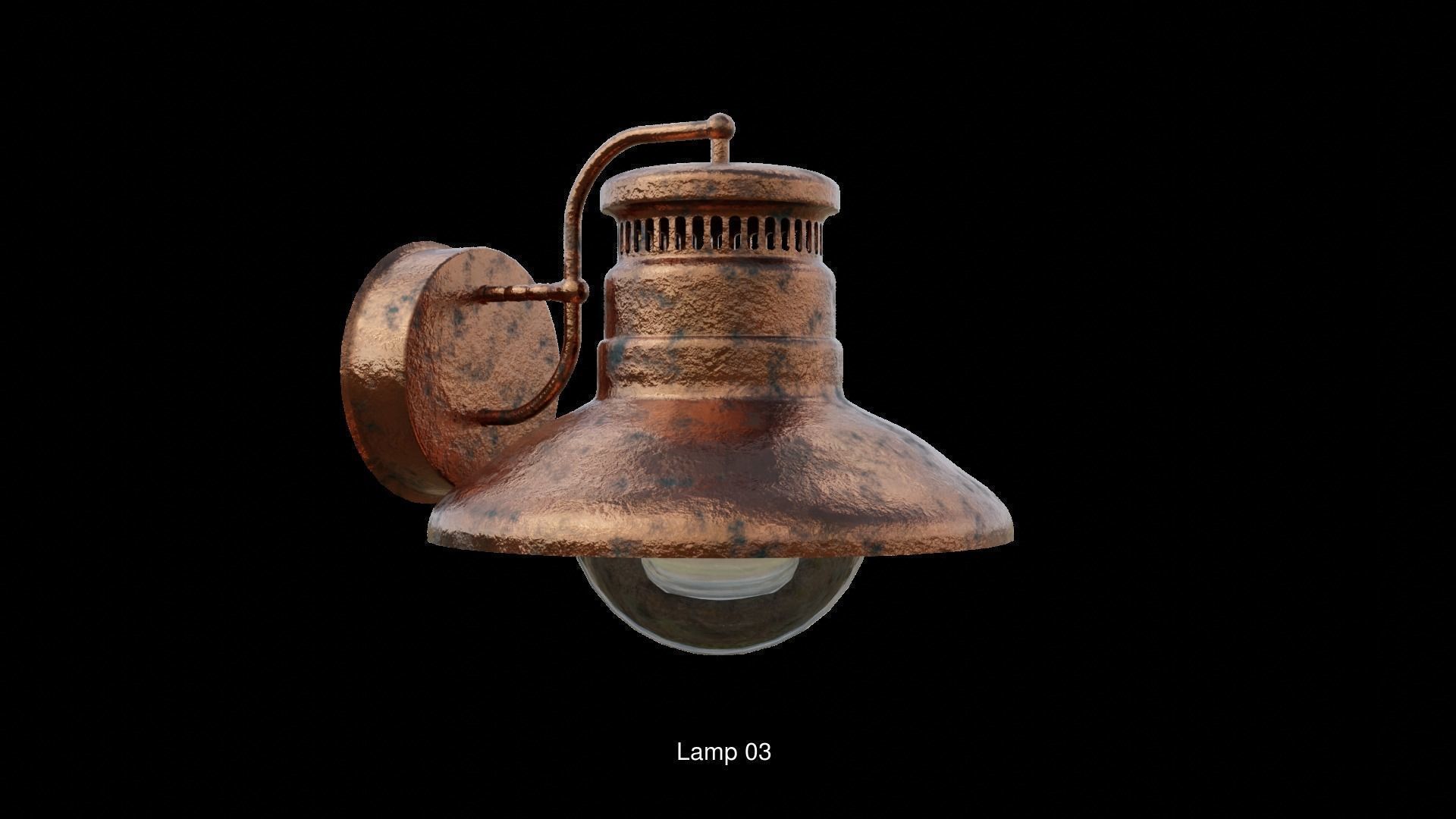 Lamps copper wall light 3D Model Collection_1