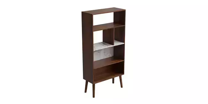 Walnut Wooden With Marble Look Top Bookcase