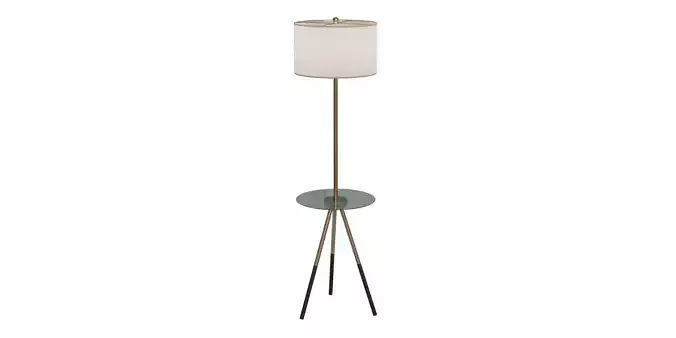 Glass Table Built-In Gold Floor Lamp