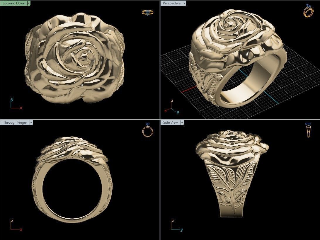 Rose ring 3D print model_6