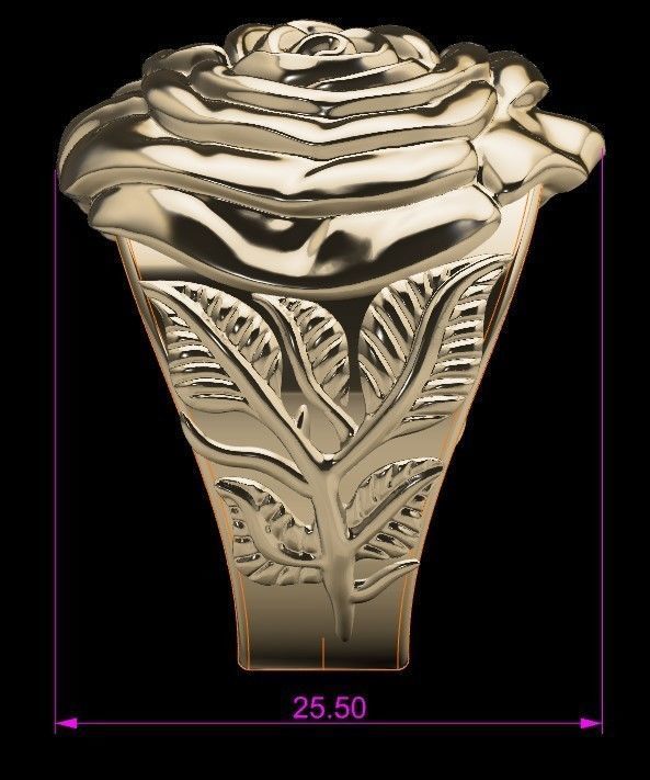 Rose ring 3D print model_9