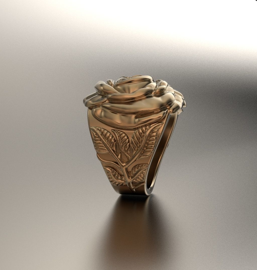 Rose ring 3D print model_3