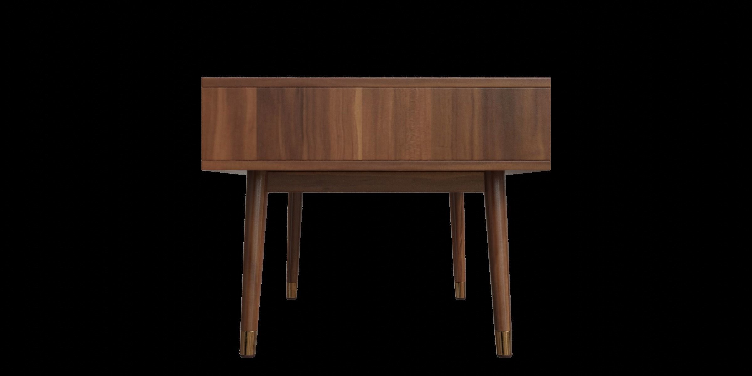 Walnut Modern Wooden Coffee Table With Storage 3D model_4