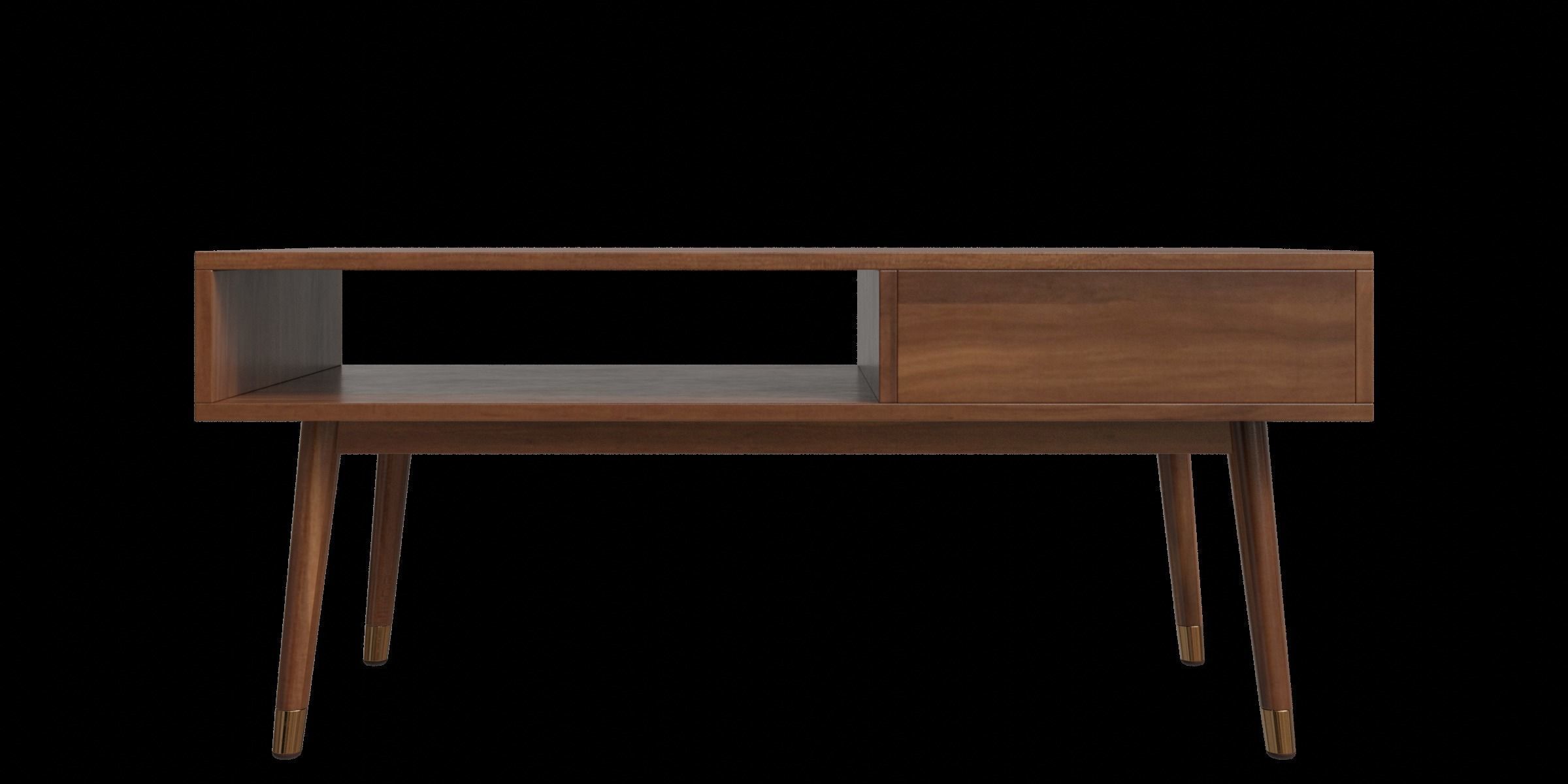 Walnut Modern Wooden Coffee Table With Storage 3D model_5