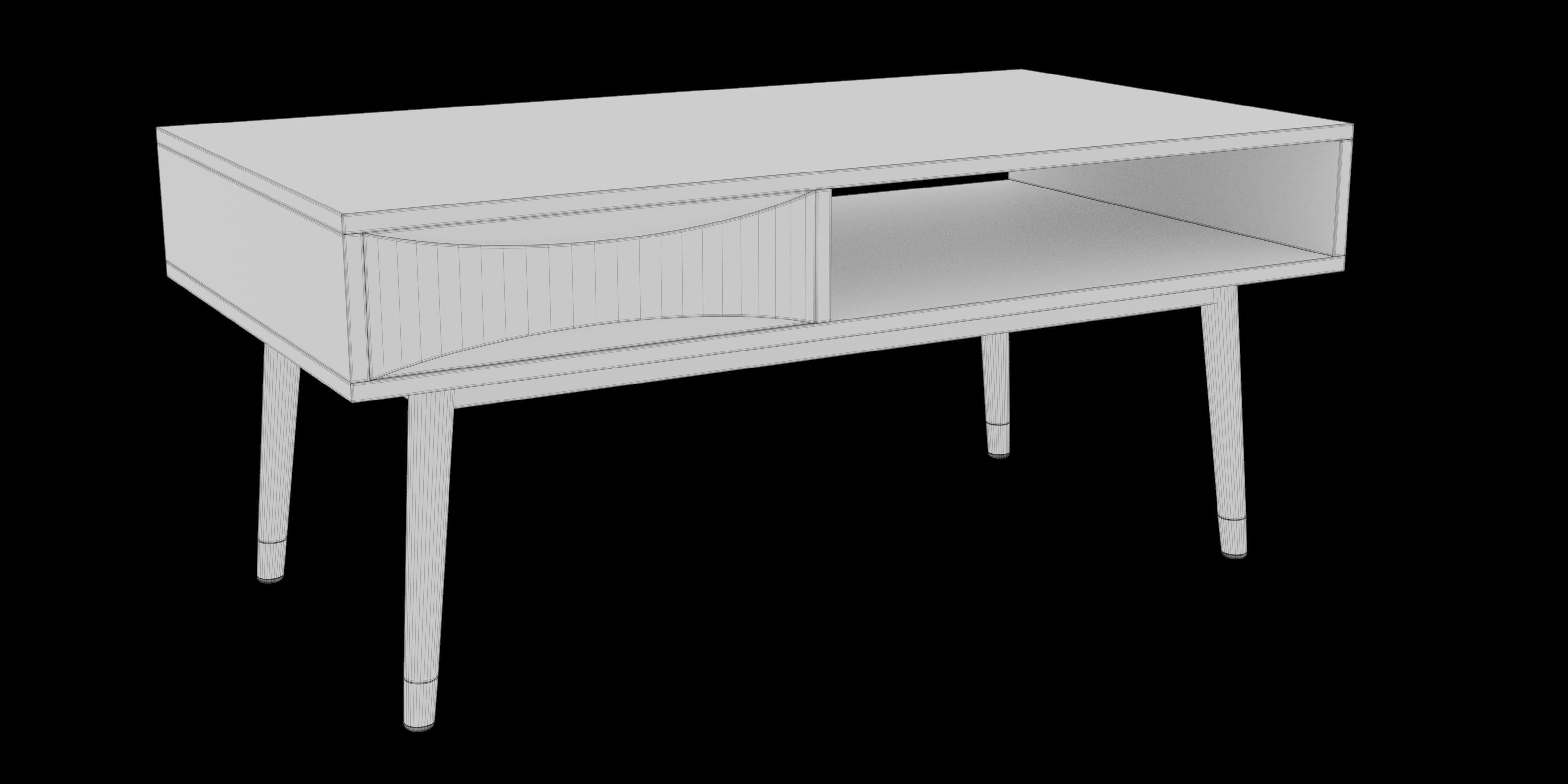 Walnut Modern Wooden Coffee Table With Storage 3D model_6